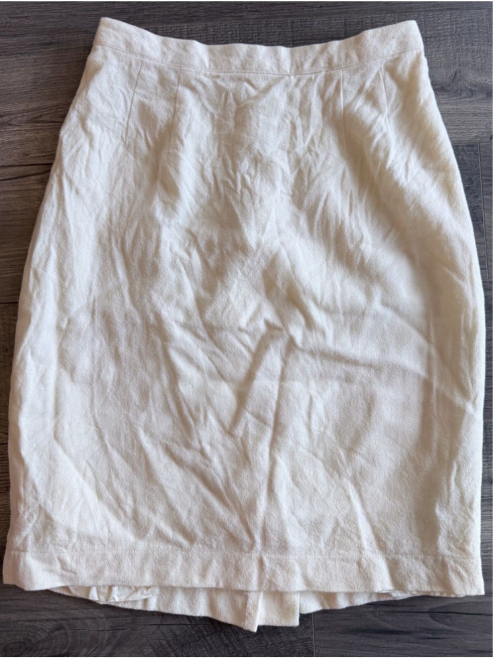 Vintage Butter Yellow 90s Wool Blend Midi Skirt Cottagecore Classic Minimalist 4